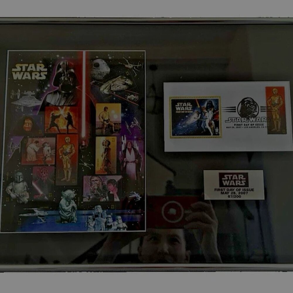 Framed 2007 Star Wars 1st Day of Issue Stamp Sheet 67/200 18”x13” - Picture 2 of 5
